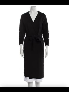 Maje Black Wrap Trench Coat with Side Button Detail